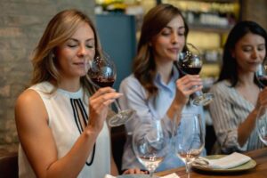 Ladies enjoying a wine & taste event